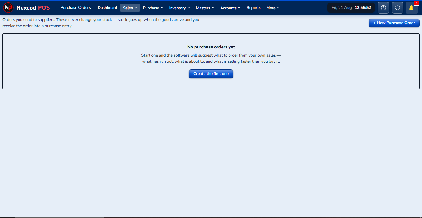 Purchase Orders, Nexcod POS